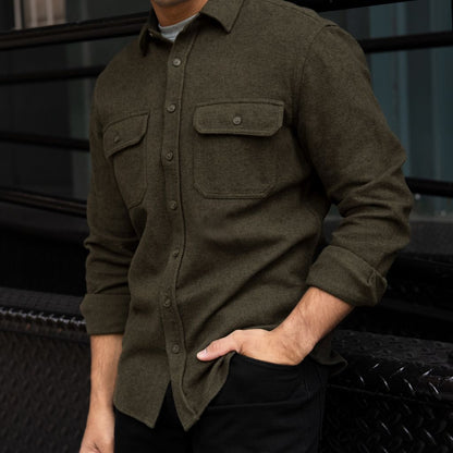 Summit Flannel Shirt | Olive Herringbone